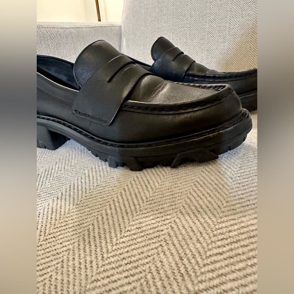 rag & bone Classic Shiloh Black Leather Lug Sole Loafers - Picture 4 of 7